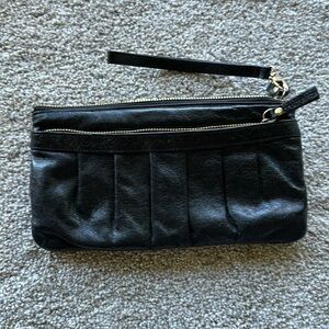 Tusk brand (purchased from Nordstrom), black leather wallet/clutch